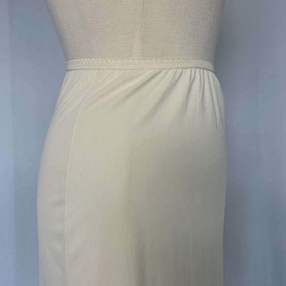 Vintage Shadowline Half Slip Skirt Size Small Cream White Lace Trim Slit Long - Picture 4 of 13